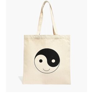 Madewell Yin Yang Smiley Face Canvas Tote Bag NWOT